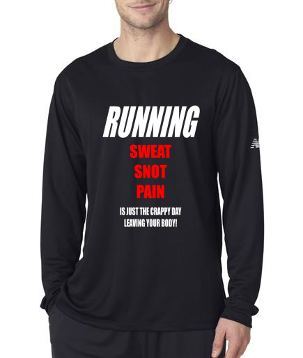 Running - Sweat Snot Pain - NB Mens Black Long Sleeve Shirt